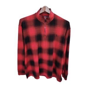 Polo Ralph Lauren Men’s XXL 1/4 Zip Pullover Sweatshirt Red Black Buffalo Plaid